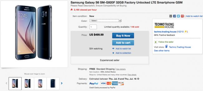 Fotografía - [Alerta Trato] 32GB GSM desbloqueado Samsung Galaxy S6 (G920F) está disponible por $ 500 a estrenar en eBay